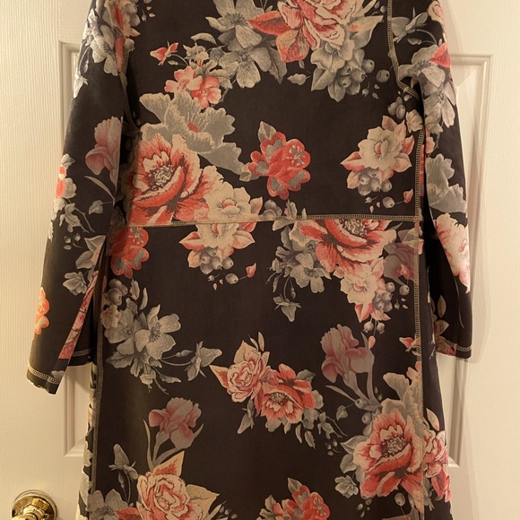 Floral fit/flare suede open jacket - Picture 5 of 6